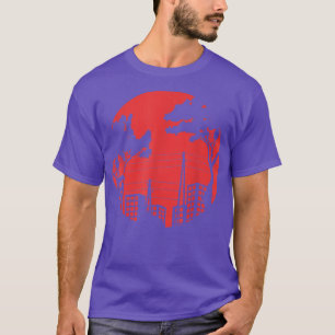 Camiseta Edificio Creepy Night Red Moon City View (2)