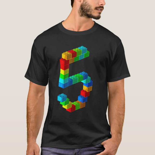 Camiseta Edificio Cute Block 5 Cumpleaños 5 Años (Anverso)