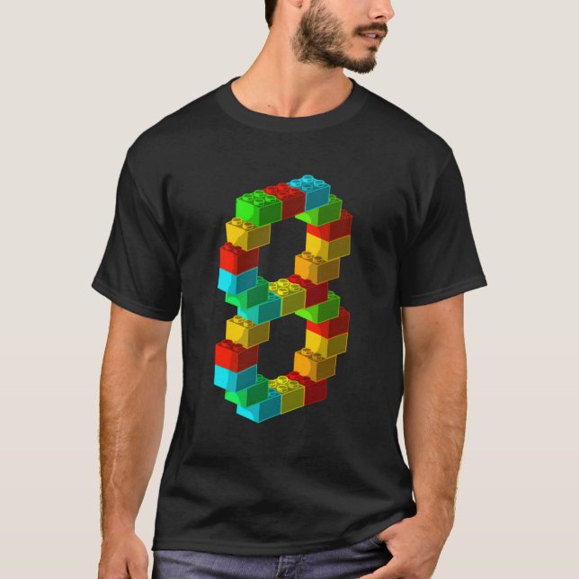 Camiseta Edificio Cute Block 8Regalo por cumpleaños de 8 añ (Anverso)