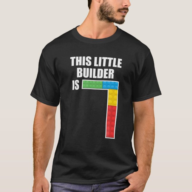 Camiseta Edificio De 7 Años Bloques 7.º Juguete De Ladrillo (Anverso)
