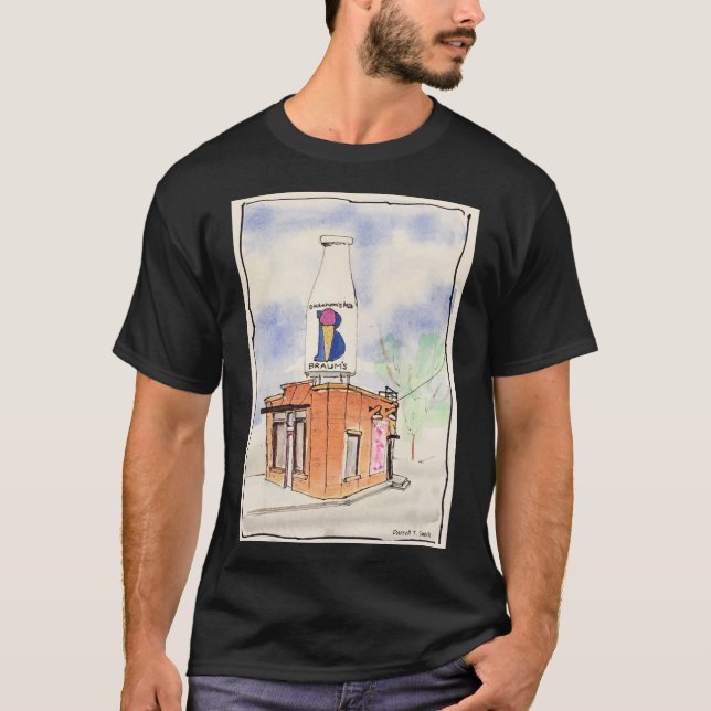 Camiseta Edificio de botellas de leche de Braum en OKC (Anverso)