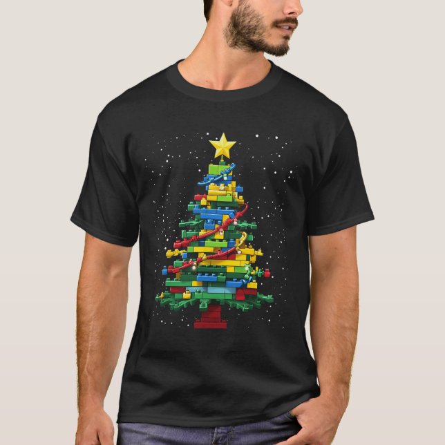 Camiseta Edificio de ladrillo de bloques de árbol de Navida (Anverso)