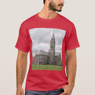 Camiseta Edificio escolar histórico de piedra con torre de 