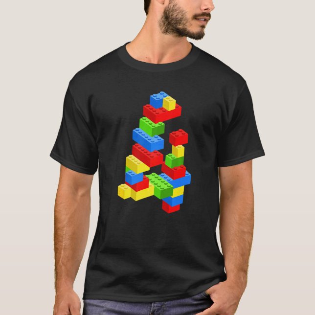 Camiseta Edificio Guay 4Cumpleaños Bloques de Niño de 4 Año (Anverso)