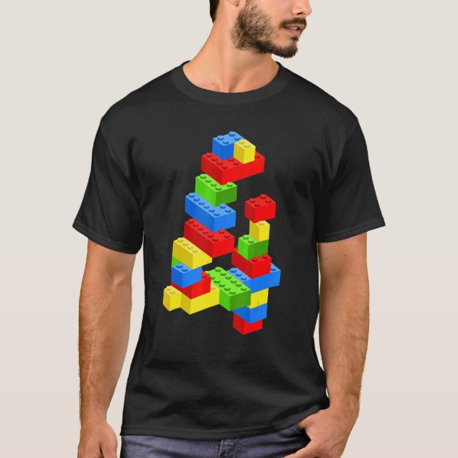 Camiseta Edificio Guay 4Cumpleaños Bloques de Niño de 4 Año (Anverso)