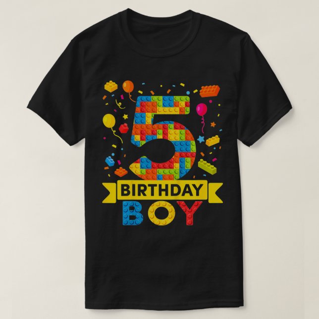 Camiseta Edificio infantil de 5 años de edad bloquea a niño (Diseño del anverso)