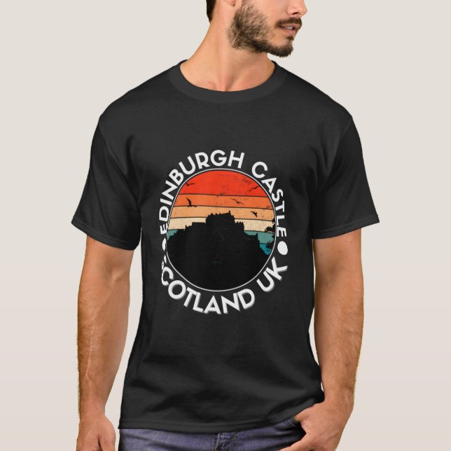 Camiseta Edimburgo Castillo Escocia Retro Sunset Souvenir P (Anverso)