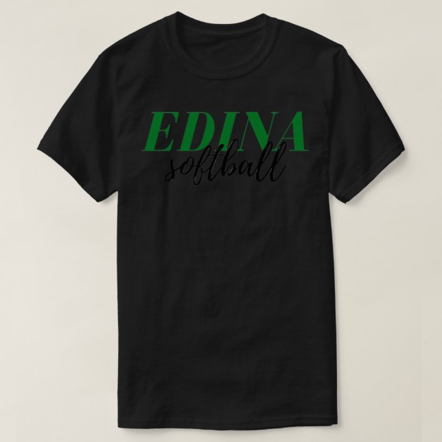Camiseta EDINA Softball Green amp Black Text Graphic (Diseño del anverso)