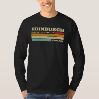Camiseta Edinburgh Scotland City Retro Longitude Latitude