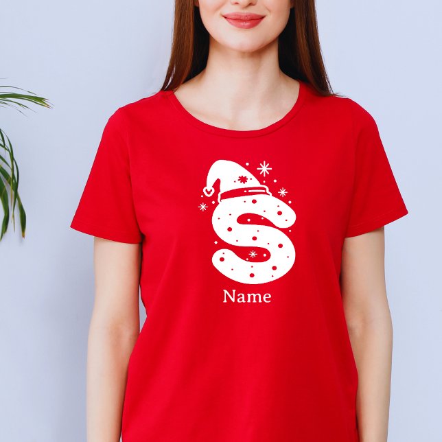 Camiseta Editable Color Christmas Monogram Custom Name (Subido por el creador)