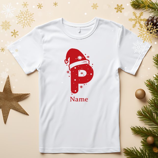 Camiseta Editable Color Christmas Monogram Custom Name (Subido por el creador)