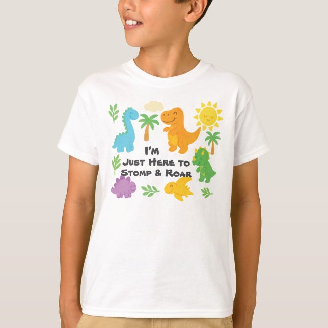 Camiseta Editable Crayon Style – Dinosaur Roarsome Kids (Anverso)