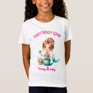 Camiseta editable de cumpleaños de Mermaid para ni