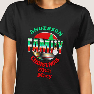 Camiseta editable retro de la familia verde roja n