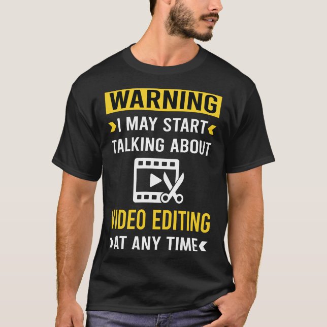Camiseta Editor de edición de vídeo de advertencia divertid (Anverso)