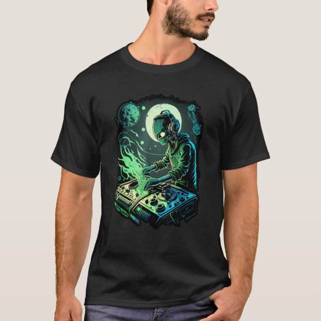Camiseta EDM Alien Rave Astronaut Alien DJ Alien DJing in S (Anverso)