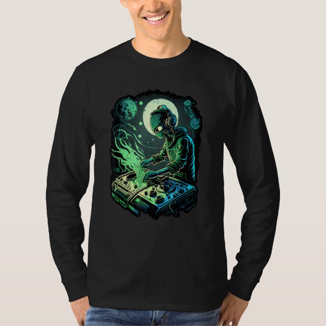 Camiseta EDM Alien Rave Astronaut Alien DJ Alien DJing in S (Anverso)