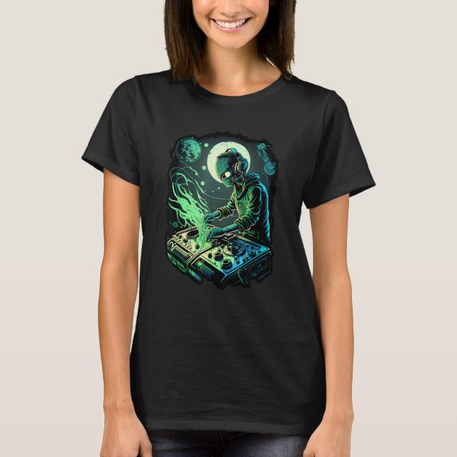 Camiseta EDM Alien Rave Astronaut Alien DJ Alien DJing in S (Anverso)