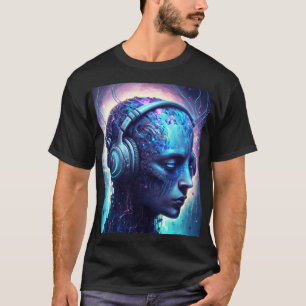 Camiseta Edm Android de Sci-Fi Con Auriculares Del Festival