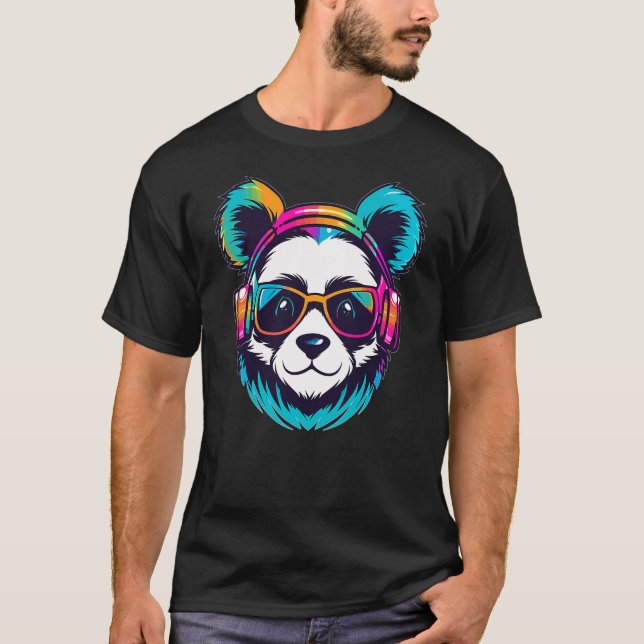 Camiseta EDM Festival Rainbow Rave Panda (Anverso)