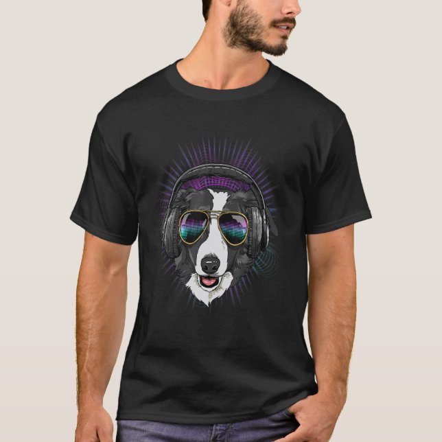 Camiseta EDM House Music DJ Border Collie Music  Music Arti (Anverso)
