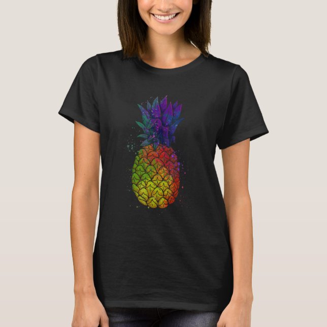 Camiseta Edm Rave Festival Trippy Neon Pineapple Tropical F (Anverso)