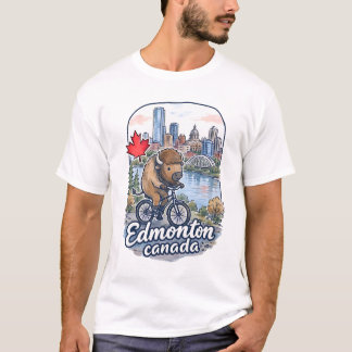 Camiseta Edmonton Alberta En Bici Bison Lindo