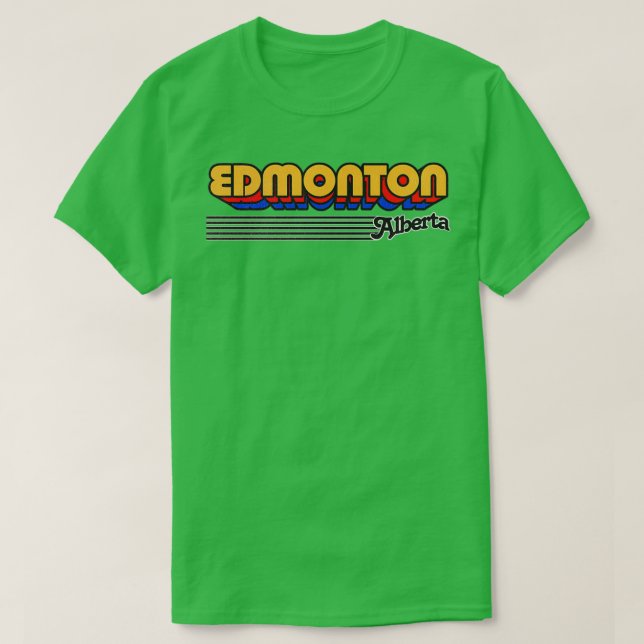 Camiseta Edmonton Alberta Retro Stripes (Diseño del anverso)