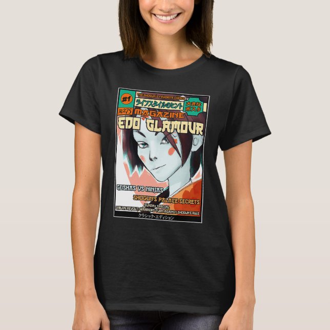 Camiseta Edo Glamour The Fight of Geishas Against Ninjas in (Anverso)