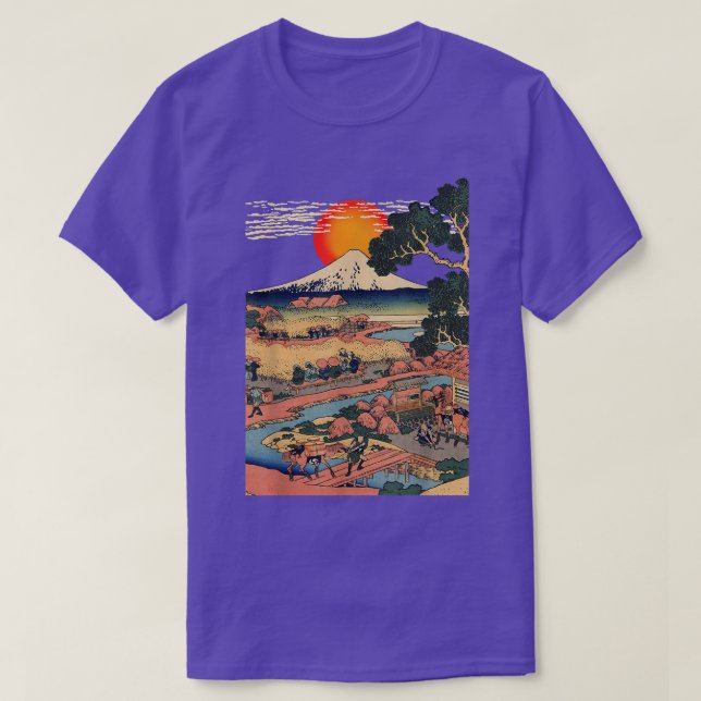 Camiseta , Edo Japan Scenery, Sunset at Mount Fuji Ukiyo  (Diseño del anverso)