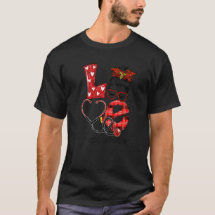 Camiseta Educador Enfermera Plaid Leopard Love Heart Messy