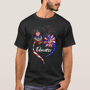 Camiseta Educador Estadounidense De Corazón De Girasol Band