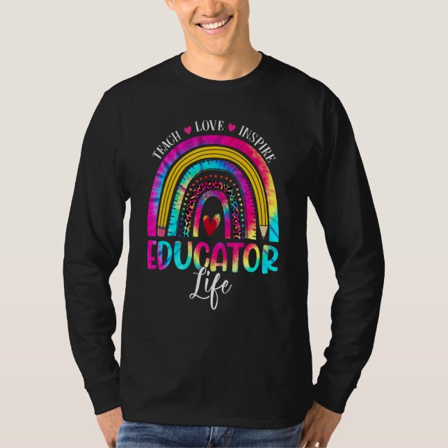 Camiseta Educador Maestra Arco Iris Tye Primer Día De Scho (Anverso)