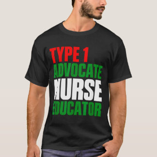 Camiseta educadora de enfermería defensora del tipo 1