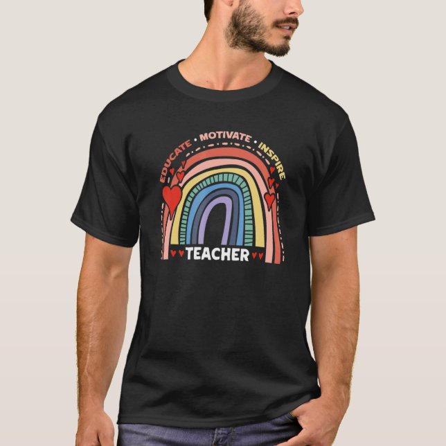 Camiseta Educar a los profesores inspiran aprecio arcoiris (Anverso)