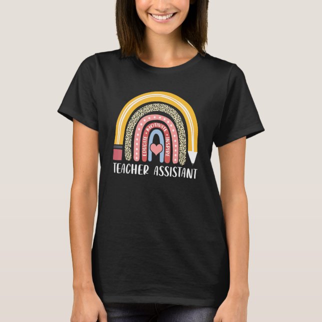 Camiseta Educar al profesor asistente Rainbow para inspirar (Anverso)