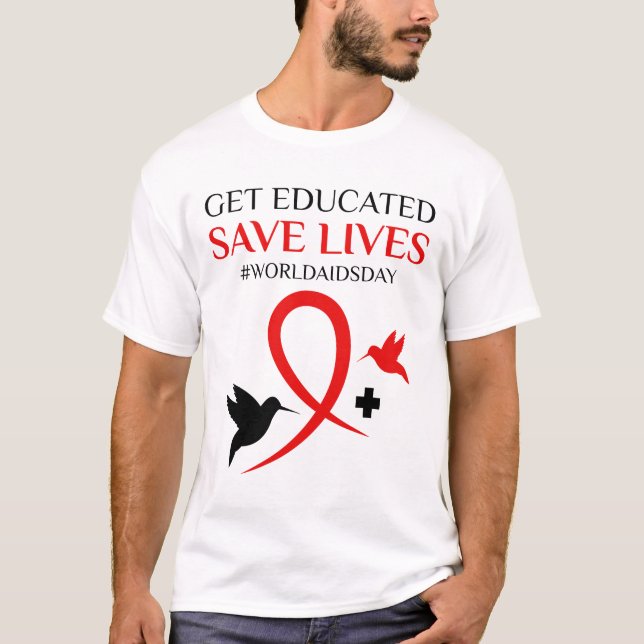 Camiseta Educar para salvar vidas en el Día Mundial del SID (Anverso)