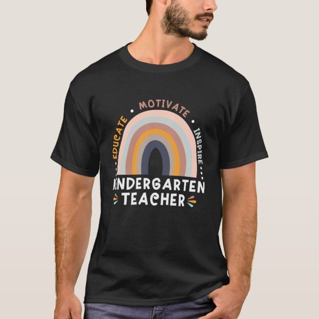Camiseta Educate Motivate Inspire Kindergarten Teacher Rain (Anverso)