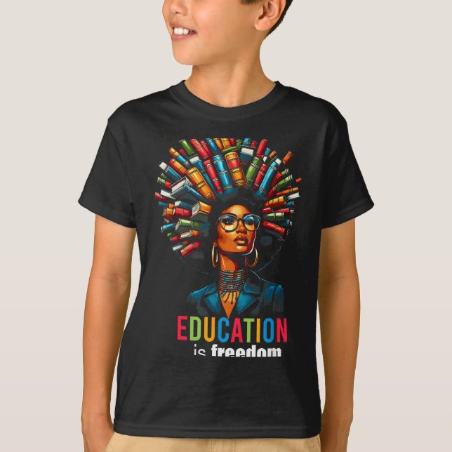 Camiseta Education Is Dom Black Teacher Books Black History (Anverso)