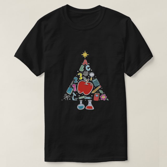 Camiseta Education School Educator - Christmas Tree Teacher (Diseño del anverso)