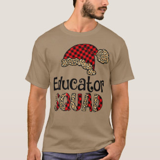 Camiseta Educator Santa Hat Buffalo Plaid Leopard Funny Xma