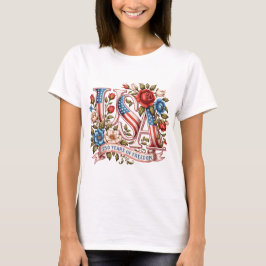 Camiseta EE. UU. 250 años de libertad floral patriótico vin