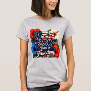 Camiseta EE. UU. 250 Años De Libertad Flores De Hibisco Tro