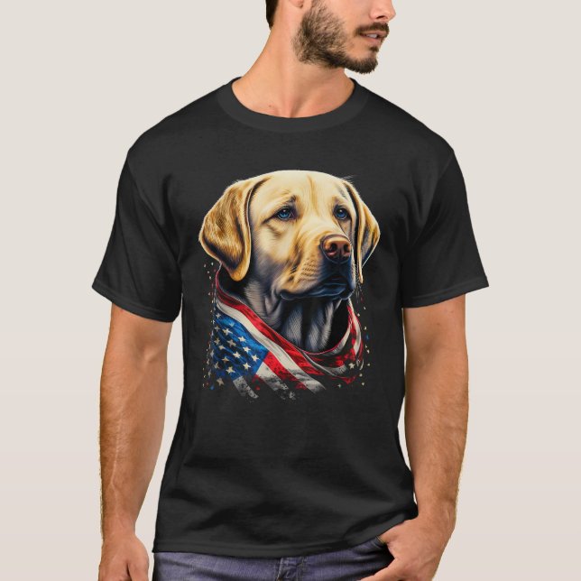Camiseta EE.UU. 4 De Julio El Patriótico Americano Labrador (Anverso)