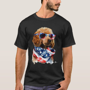 Camiseta EE.UU. 4 de julio Patrotic Funny Cute Poodle Perro