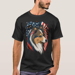 Camiseta EE.UU. 4 De Julio, Sheepdog De Shetland Patriotic 