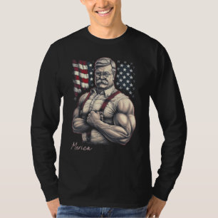 Camiseta EE.UU. 4 De Julio, Teddy Roosevelt Funny Workout M