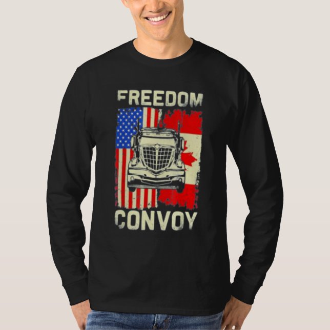 Camiseta Ee.Uu. Aanerica Canadá Bandera Convoy De Libertad  (Anverso)