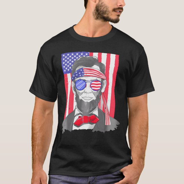 Camiseta Ee.Uu. Abe Lincoln 4 De Julio Hombres (Anverso)