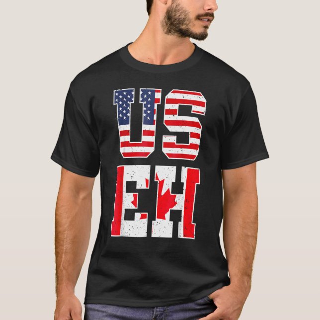 Camiseta Ee. Uu. Bandera Americana Canadiense Orgullo De Ca (Anverso)